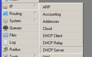 menu dhcp server mikrotik