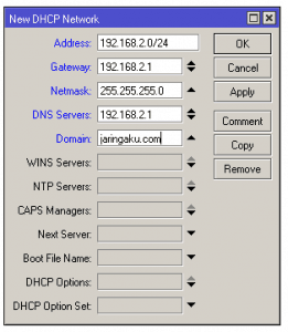 menu dhcp network